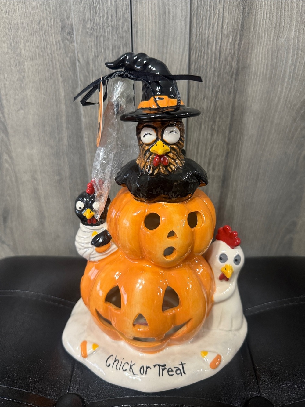 Blue Sky Clayworks Halloween Chick Or Treat Chicken Tealight By Heather Goldminc